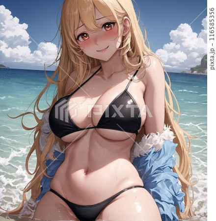 水着の金髪巨乳美女 116585356