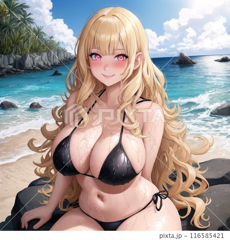 水着の金髪巨乳美女 116585421