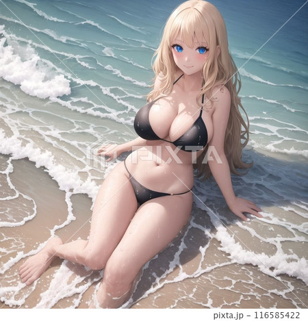 水着の金髪巨乳美女 水着の金髪巨乳美女 116585422