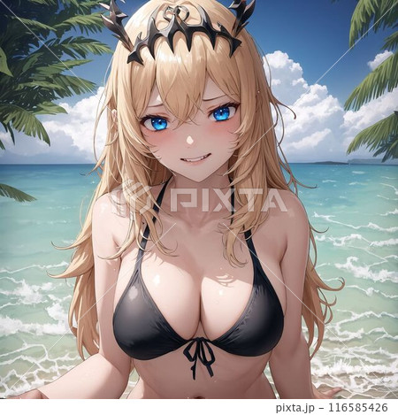 水着の金髪巨乳美女 水着の金髪巨乳美女 116585426
