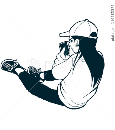 後ろ向きで座る女の子 後ろ向きで座る女の子 116585572