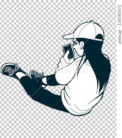 Girl sitting backwards Girl sitting backwards 116585572