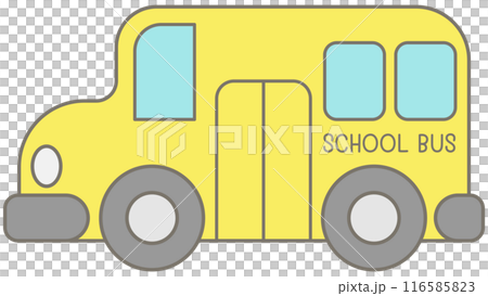 Cute kid pastel hand drawn back to school elements yellow school bus 116585823