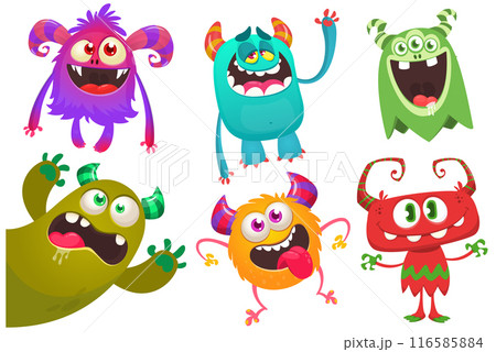 Cute cartoon Monsters. Set of cartoon monsters: goblin, ghost, troll, monster, yeti and alien . Halloween design. Vector illustration isolated Cute cartoon Monsters. Set of cartoon monsters: goblin, ghost, troll, monster, yeti and alien . Halloween design. Vector illustration isolated 116585884