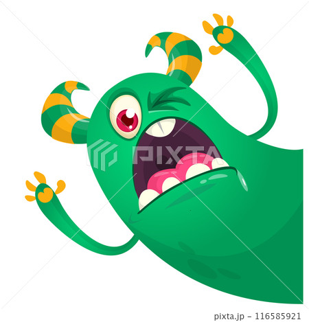 Funny cartoon monster design. Monster character illustration isolated on white. Great for party decoration or package design 116585921