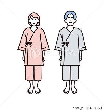 シンプル　イラスト　検査技を着た男女の全身　正面 116586221