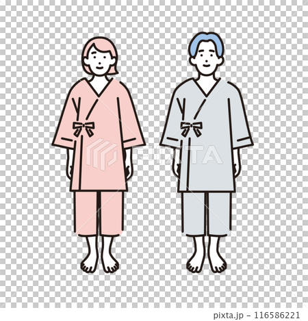 シンプル　イラスト　検査技を着た男女の全身　正面 116586221