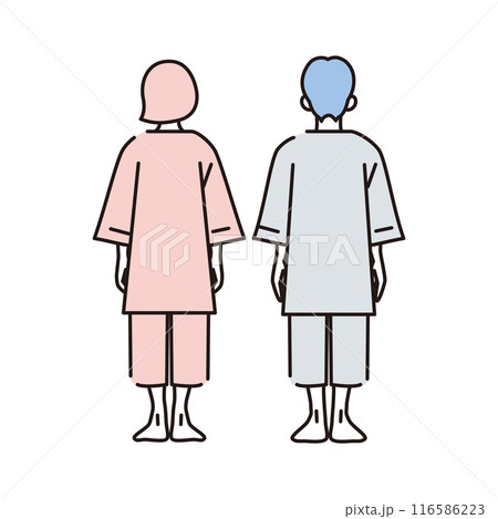 シンプル イラスト 検査技を着た男女の全身 後ろ姿 シンプル イラスト 検査技を着た男女の全身 後ろ姿 116586223