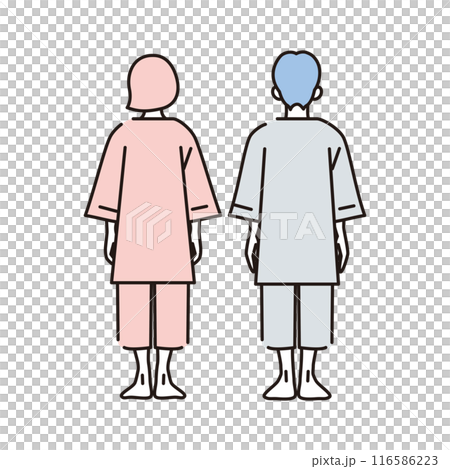 シンプル イラスト 検査技を着た男女の全身 後ろ姿 シンプル イラスト 検査技を着た男女の全身 後ろ姿 116586223