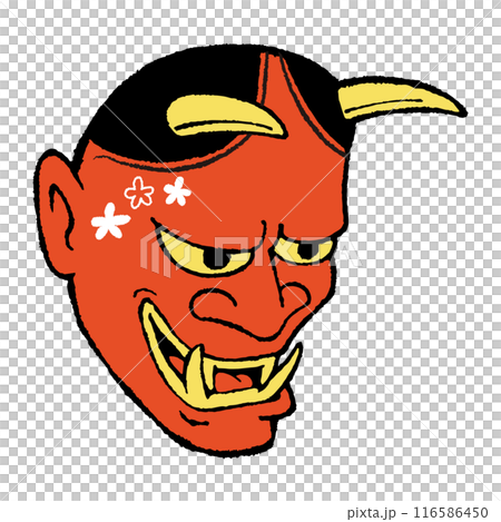 紅色般若面具插畫素材 116586450