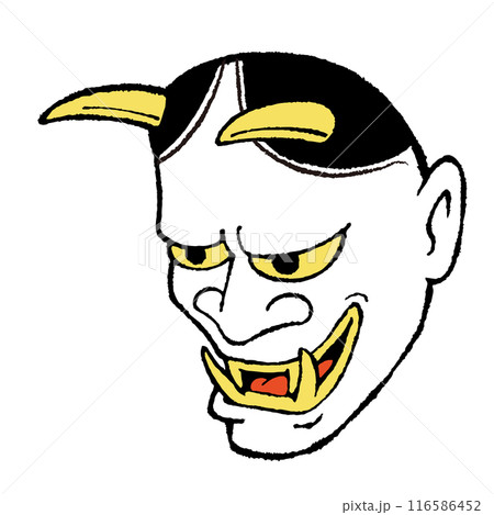 白い般若のお面のイラスト素材 116586452