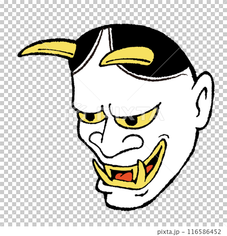 白い般若のお面のイラスト素材 116586452