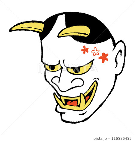 Illustration material of a white Hannya mask - Stock Illustration