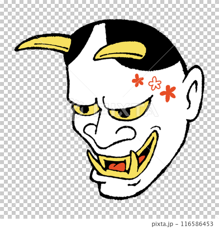 白色般若面具插畫素材 116586453