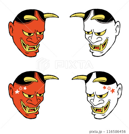 般若のお面のイラストセット 116586456