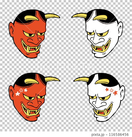 般若のお面のイラストセット 116586456