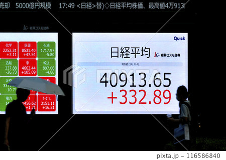 日本の東京都市景観 4万円突破の日経平均を更新4万913円65銭…株価ボード/終値=4日、日本橋兜町 日本の東京都市景観 4万円突破の日経平均を更新4万913円65銭…株価ボード/終値=4日、日本橋兜町 116586840