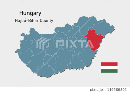 Vector map Hungary, county Hajdu-Bihar 116586893