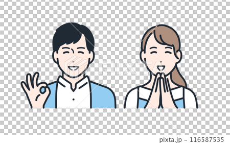 笑顔 安心 喜ぶ 若い夫婦 アイコン 笑顔 安心 喜ぶ 若い夫婦 アイコン 116587535