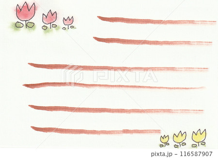 クレヨンで描いたような花の飾りの一筆箋 クレヨンで描いたような花の飾りの一筆箋 116587907