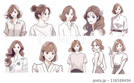 女性・女の子のイラスト素材セット 116588456