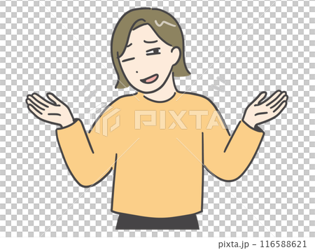 A young woman in casual clothes laughing with a sigh (upper body) 116588621