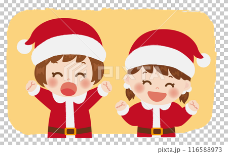 Illustration of children dressed up as Santa Claus 116588973