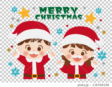 Illustration of a child dressed as Santa Claus 116589106