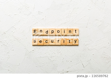 endpoint security word written on wood block. endpoint security text on table, concept 116589762