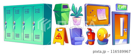 School corridor design elements set 116589967