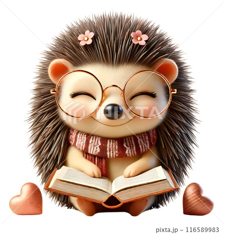 3D cute hedgehog with book 3D cute hedgehog with book 116589983