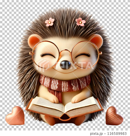 3D cute hedgehog with book 3D cute hedgehog with book 116589983