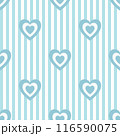Blue and white heart on white and blue stripe pattern. 116590075