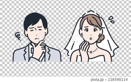 考える 悩む 困る 花嫁 花婿 アイコン 116590114