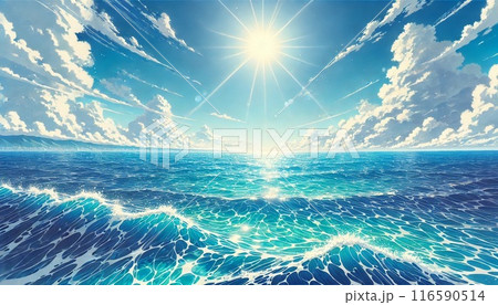 壮大で雲と太陽が見える綺麗な海 壮大で雲と太陽が見える綺麗な海 116590514