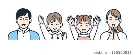 笑顔 安心 喜ぶ 4人家族 アイコン 116590838