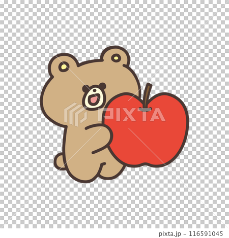 リンゴを持ったかわいいクマのイラスト 116591045