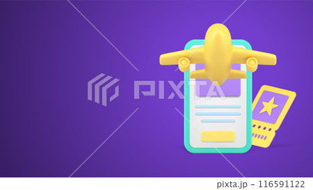 Airplane departure arrival pass tickets check in smartphone application realistic 3d icon vector Airplane departure arrival pass tickets check in smartphone application realistic 3d icon vector 116591122