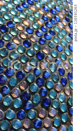 Pattern Of Decoration Circle Mosaic Cemented Into Concrete Vertical Stock Photo 116591263