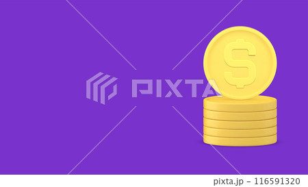 Golden coins cash money dollar stack financial independence richness profit wage 3d icon vector Golden coins cash money dollar stack financial independence richness profit wage 3d icon vector 116591320