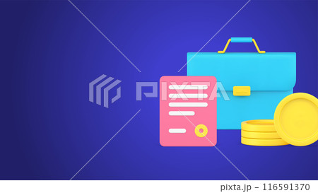 Business briefcase accounting budget balance checking finance document pad 3d icon vector 116591370