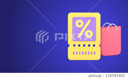 Shopping sale discount voucher buying special offer percentage price off realistic 3d icon vector Shopping sale discount voucher buying special offer percentage price off realistic 3d icon vector 116591403