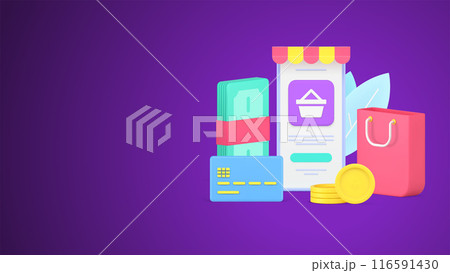 Digital store application smartphone screen awning user interface with cash money and credit card Digital store application smartphone screen awning user interface with cash money and credit card 116591430