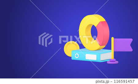 Analyzing company working checking profit with folder documents and rounded graph 3d icon 116591457