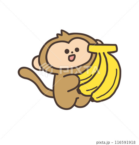 バナナを持ったかわいい猿のイラスト 116591918