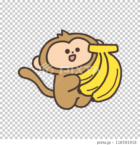 バナナを持ったかわいい猿のイラスト 116591918