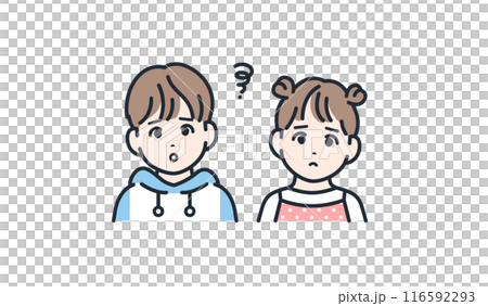 考える 悩む 困る 男の子と女の子 アイコン 116592293