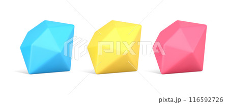 Set decorative multicolored gems symbol of richness, treasure and financial independence 3d icon 116592726