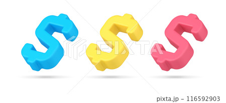 Isometric multicolored diagonal us dollar payment, currency exchange, financial independence 3d icon 116592903