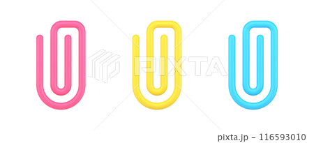Collection multicolored paper clip for document attachment template 3d icon vector illustration Collection multicolored paper clip for document attachment template 3d icon vector illustration 116593010